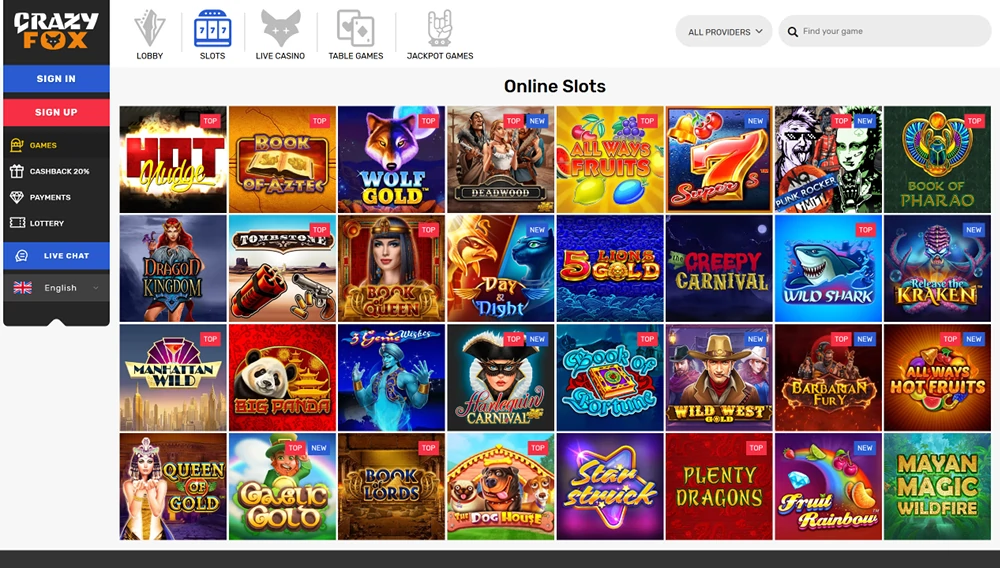 CrazyFox Online Casino Site