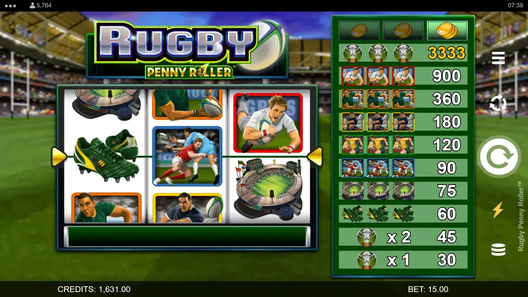 Rugby Penny Roller Slot Demo